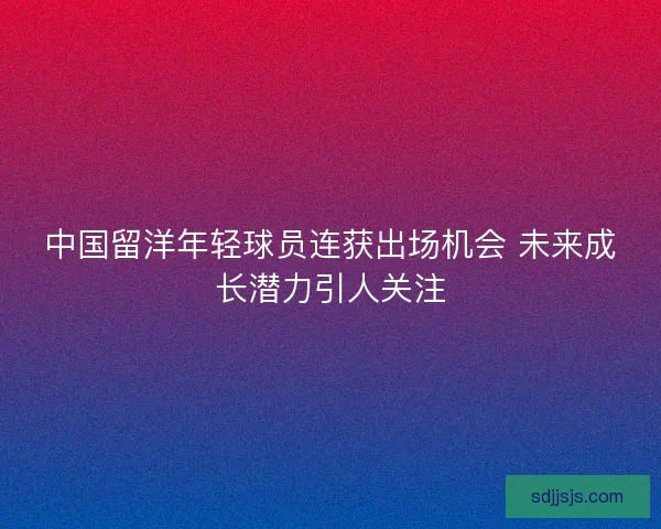 中国留洋年轻球员连获出场机会 未来成长潜力引人关注